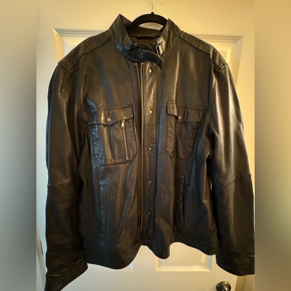 John Varvatos XL Black Leather Jacket
